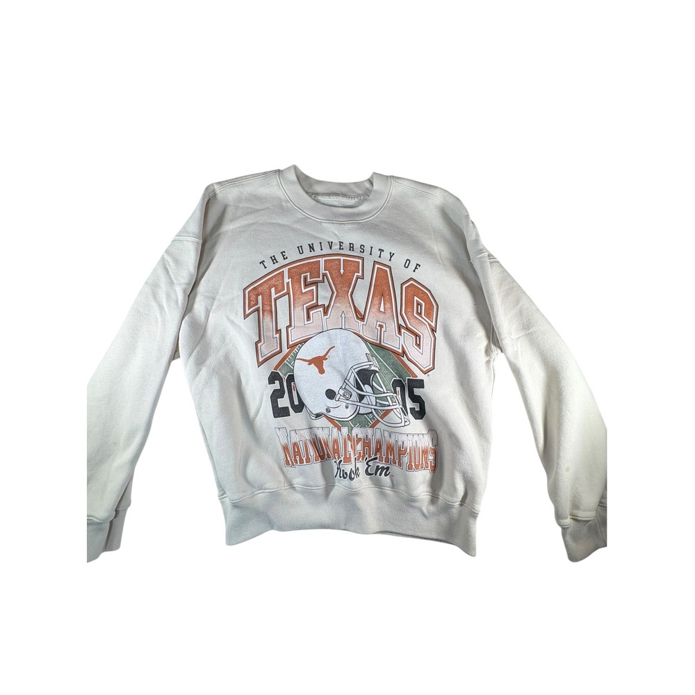 Hollister Sweatshirt Women XS Cream Excellent UT Longhorns 2005 National Champs